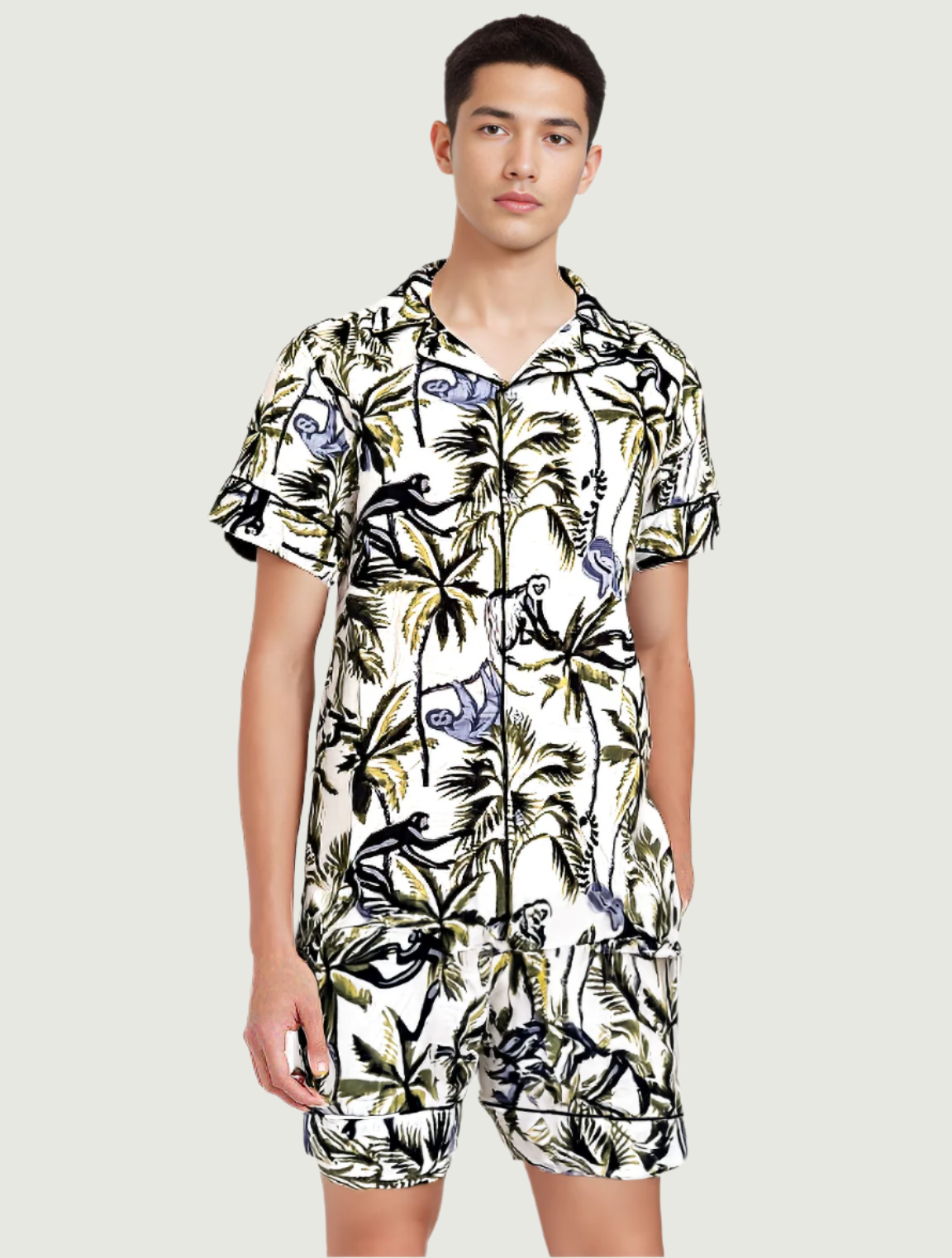 Man wearing N Faria Langoor PJ Set against white background.