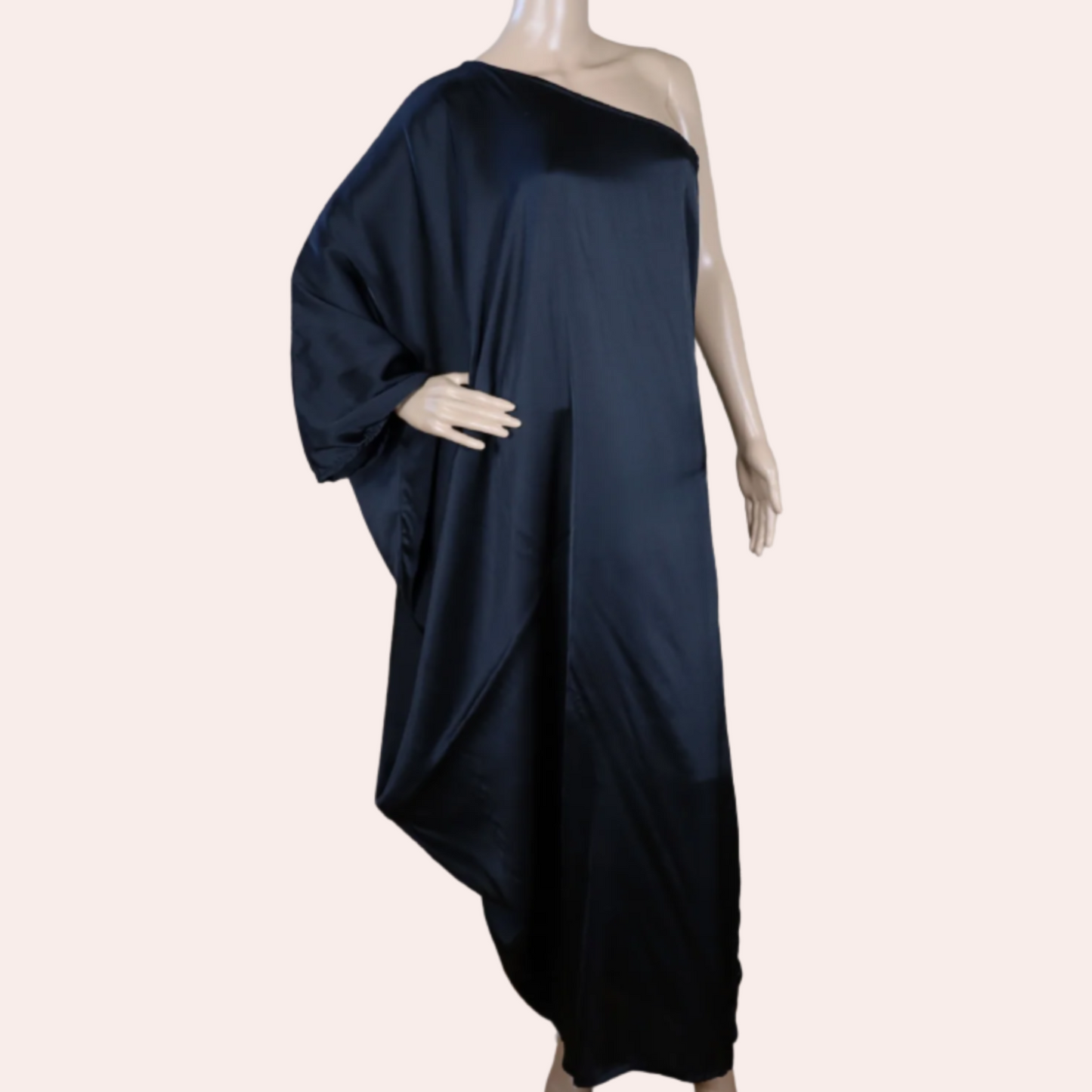 Angled front view of flowing N Faria Onyx Kaftan