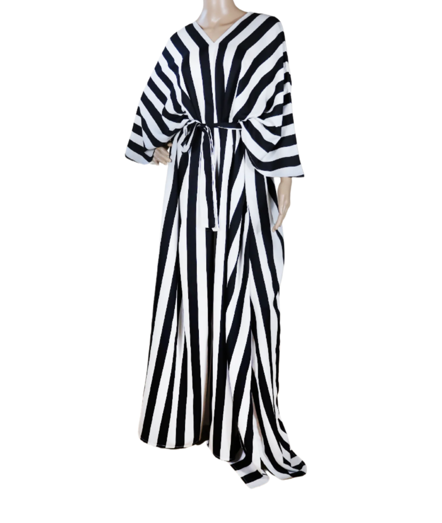 Side view of The Eclipse Kaftan by N Faria belted with fabric tie
