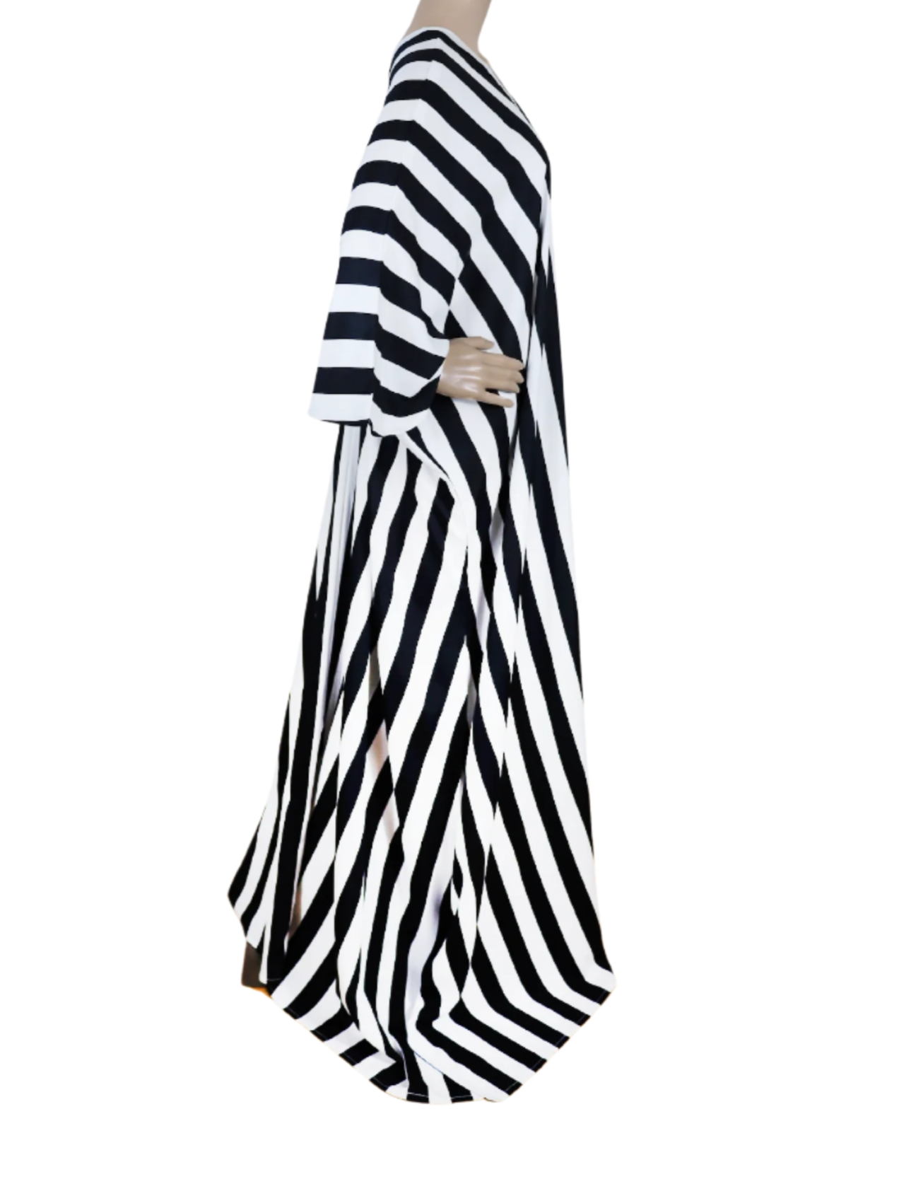 Back view of The Eclipse Kaftan by N Faria showing relaxed striped fit